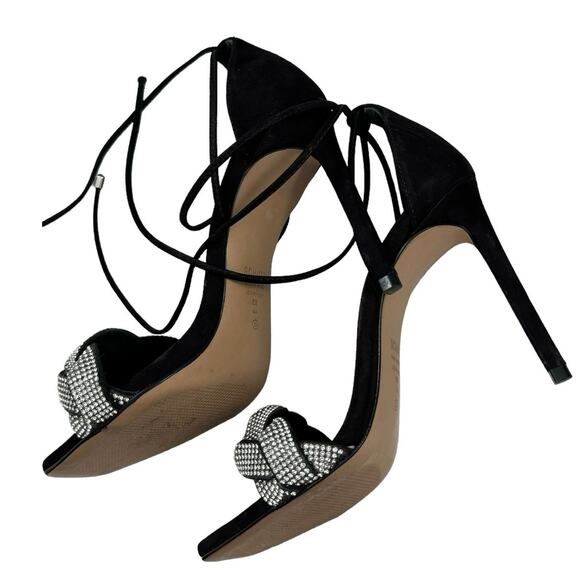 COPY - Schutz Stiletto Heels Braided Rhinestone Open Toe Strappy Glam Elegant S… - Picture 14 of 16